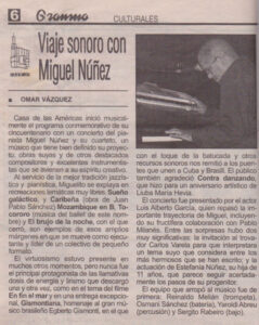 Miguel Nuñez - Artículo Granma 2 - Vieaje sonoro con Miguel Nuñez